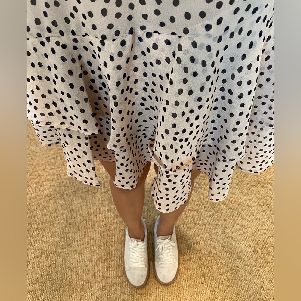 polka dot romper dress with adjustable spaghetti straps